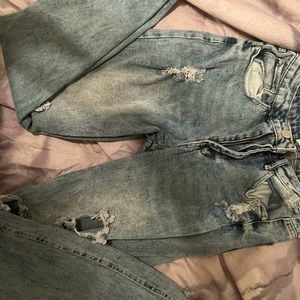 bagged ripped jeans